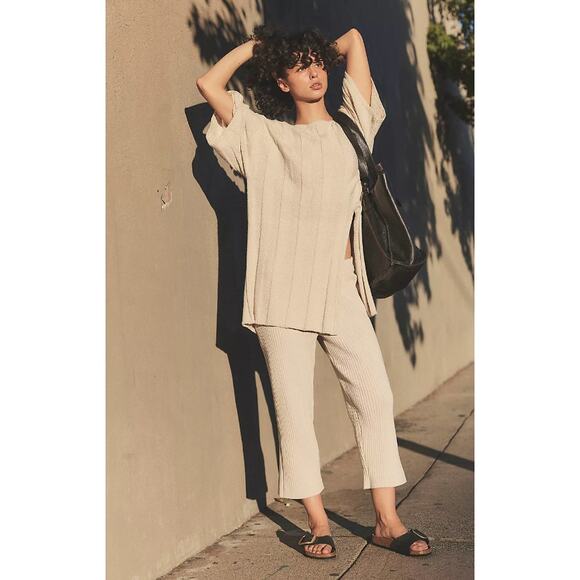 Free People Dylan Cream Ribbed Knit Sweater Set - Picture 1 of 8